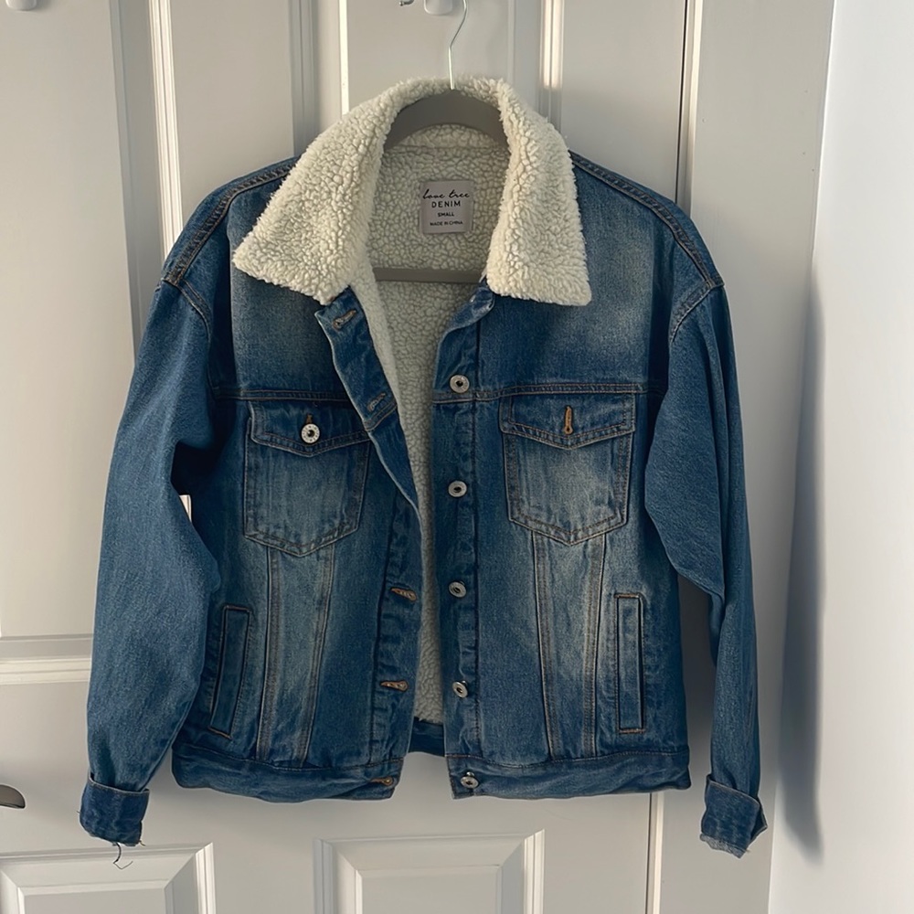 Fur-lined denim jacket